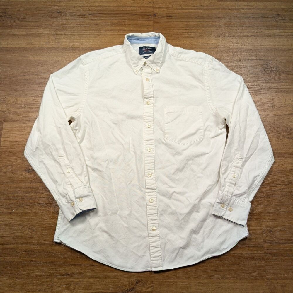 Charles Tyrwhitt Weekend Oxford Cloth Button Down Shirt Men Large White Slim Fit